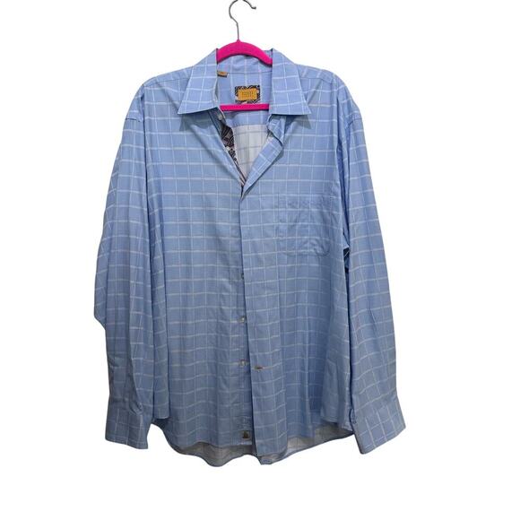 Robert Talbott Men's Blue Plaid 100% Cotton Button Down Shirt Size XL - Picture 1 of 4